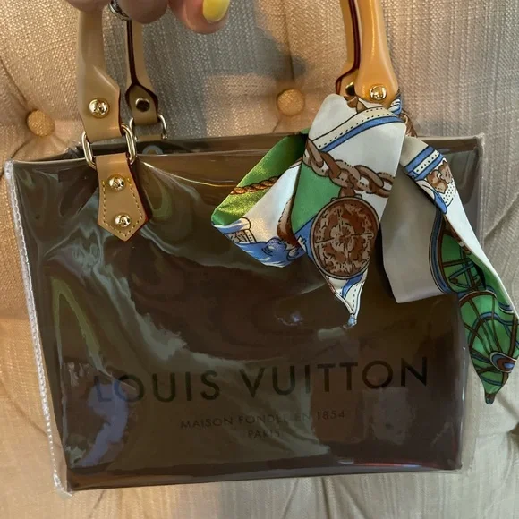 Louis Vuitton Brown Handbag with Scarf Accent - Picture 2 of 2